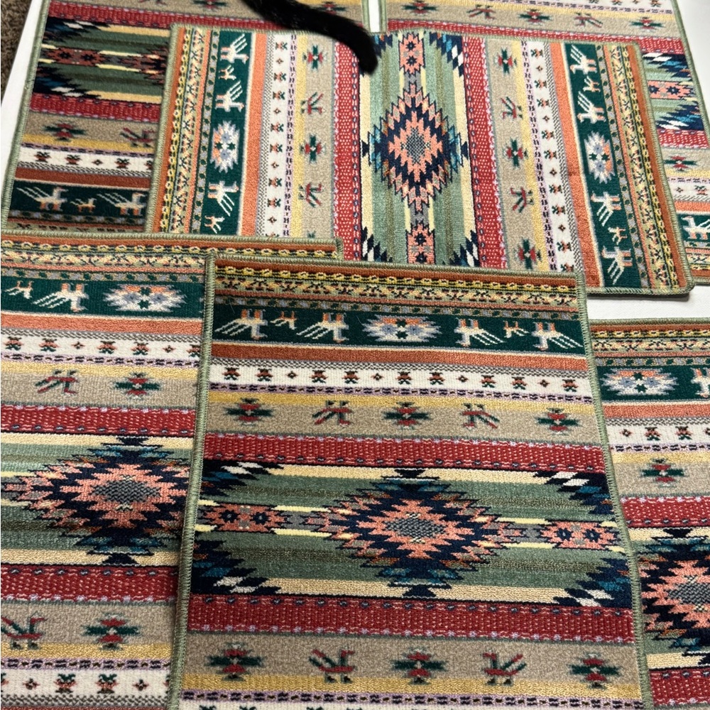 Tribal Art Silk Fabric with Green Accents
